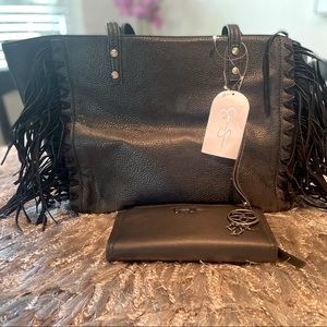 Jessica Simpson Lolita Fringe Travel Tote Bag and Jessica Simpson Wallet